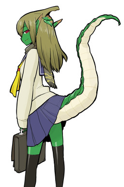 asian_clothing backpack black_clothing black_legwear bottomwear clothed clothing dragon_tail east_asian_clothing female green_body green_skin humanoid_pointy_ears japanese_clothing japanese_school_uniform legwear monster_girl_(genre) pointy_ears red_eyes scales scarf school_uniform serafuku simple_background skirt smile solo stockings sweater tail tail_under_skirt tail_upskirt thigh_highs topwear uniform upskirt white_background ume_(noraneko) mythology ryuujin_no_senpai animal_humanoid dragon dragon_humanoid humanoid lizard monster mythological_creature mythological_scalie reptile scalie hi_res