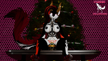 anthro black_body breasts claws dominant dominant_female fangs female fluffy gold_(metal) horn looking_at_viewer nipples nude paws piercing solo tail tattoo teeth white_body womb_tattoo pokrik alberarts_(modeler) kiraraoor hyena hyenid_(species) mammal 16:9 3d_(artwork) absurd_res blender_(artwork) digital_media_(artwork) hi_res widescreen