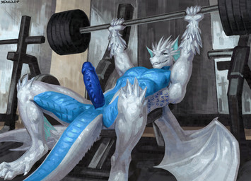 anthro biped claws countershade_torso countershading erection feet fingers front_view genitals horn inside looking_at_viewer lying male nude nude_anthro nude_male on_back penis scales smile solo tail teeth toes wings sadnicole mythology dragon mythological_creature mythological_scalie scalie 2026 digital_drawing_(artwork) digital_media_(artwork) hi_res