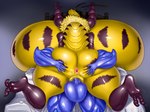 antennae_(anatomy) anthro anus arthropod_abdomen back_boob balls bed big_balls big_breasts big_butt blue_body breasts butt butt_grab cowgirl_position duo female from_front_position furniture genitals hand_on_butt huge_breasts huge_butt hyper hyper_breasts male male/female multi_limb neck_tuft nude on_bottom on_top penetration penis pussy sex spread_butt spreading tuft vaginal vaginal_penetration yellow_body borisalien beegirl_(vhsdaii) boris_(theboris) alien amphibian arthropod bee diplocaulus humanoid hymenopteran insect nectrid