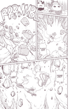 ambiguous_gender beak cheek_spots dialogue exclamation_point feathers feet feral flying group leaf looking_up motion_lines open_mouth rock scarf sound_effects speech_bubble tail tail_feathers talking_to_another talons text toes trio wings umikit nintendo pokemon pokemon_mystery_dungeon spike_chunsoft gladdiop_(aots) koko_(aots) muro_(aots) altaria generation_2_pokemon generation_3_pokemon generation_5_pokemon petilil pichu pokemon_(species) 2025 comic english_text monochrome