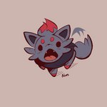 ambiguous_gender black_body black_fur feral fur open_mouth simple_background solo tail tail_motion advos nintendo pokemon generation_5_pokemon pokemon_(species) zorua 1:1