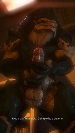 4_balls balls big_balls big_penis bodily_fluids bottom_pov clenched_teeth dialogue eyes_closed foreskin genital_fluids genitals glans huge_penis humanoid_genitalia humanoid_penis imminent_orgasm low-angle_view male masturbation multi_balls multi_genitalia muscular muscular_male non-mammal_balls non-mammal_foreskin nude partially_retracted_foreskin penis precum receiving_pov scales solo teeth text thick_penis worm's-eye_view rooking bioware electronic_arts mass_effect alien krogan 3d_(artwork) 4k 9:16 absurd_res digital_media_(artwork) hi_res