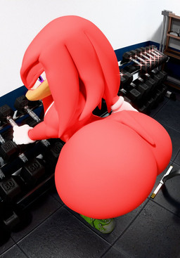 annoyed anthro big_butt bottom_heavy butt dumbbell femboy gym high-angle_view huge_butt looking_at_viewer looking_back looking_back_at_viewer male narrowed_eyes pear-shaped_figure solo standing weights wide_hips kirby_animatez sega sonic_the_hedgehog_(series) knuckles_the_echidna echidna mammal monotreme 3d_(artwork) digital_media_(artwork) hi_res