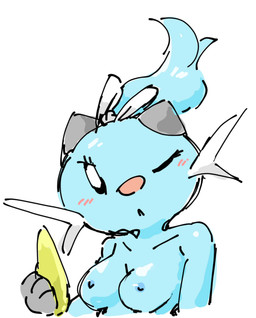 anthro areola blue_body blush blush_lines breasts clothed clothing duo female looking_at_viewer nipples nude one_eye_closed topless whiskers wink winking_at_viewer tokemaru nintendo pokemon dewott generation_5_pokemon mammal mustelid musteline otter pokemon_(species) true_musteline weasel colored_sketch hi_res sketch
