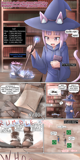 5_toes barefoot clothing dirty dirty_feet extreme_size_difference feet female female_focus foot_crush footwear group hair humanoid_feet magic_user magic_wand male micro oblivious pink_hair plantigrade sandals shoes size_difference text toes ochiko_terada ydnkm_(translator) animal_humanoid cat_humanoid felid felid_humanoid feline feline_humanoid human humanoid mammal mammal_humanoid 2022 absurd_res comic english_text hard_translated hi_res translated