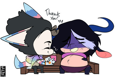 anthro belly beverage big_belly bodily_fluids bottomwear chibi clothed clothing coffee coffee_mug container cup dark_hair ears_down eyes_closed female footwear fur furniture gloves hair handwear heart_symbol highlights_(coloring) holding_object horn legwear male navel offering_beverage pants pivoted_ears pregnant pregnant_anthro pregnant_female romantic romantic_couple shorts simple_background sitting smile sofa sweat tail text topwear white_body frozenartifice mythology nintendo pokemon ira_(frozenartifice) dragon eeveelution generation_4_pokemon generation_6_pokemon mammal mythological_creature mythological_scalie pokemon_(species) scalie sylveon 2025 3:2 digital_media_(artwork) english_text hi_res