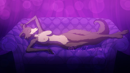 anthro areola duo female fur furniture genitals lying male multicolored_body multicolored_fur navel nude piercing pose provocative sofa vulva capt-tangerine beastars juno_(beastars) canid canine canis mammal wolf 16:9 hi_res widescreen