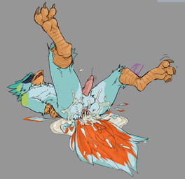 anal anthro anus balls beak bodily_fluids butt cum cum_in_ass cum_inside feathers fur gaping gaping_anus genital_fluids genitals legs_up male male_penetrated nude open_mouth penetration penis simple_background solo spread_legs spreading tongue conditional_dnp mej avian bird mammal digital_media_(artwork) hi_res