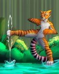 abs anthro areola breasts butt female fur genitals hair innie_pussy kick markings muscular muscular_female nipples nude on_one_leg orange_body outdoor_nudity outside partially_submerged pussy red_eyes solo standing standing_in_water striped_markings striped_tail stripes tail tail_markings yellow_sclera ferrn dreamworks kung_fu_panda master_tigress felid feline mammal pantherine tiger absurd_res digital_media_(artwork) hi_res