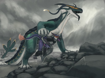 anal anal_orgasm anal_penetration animal_genitalia animal_penis anthro anthro_on_feral anthro_penetrated balls beach bestiality black_body black_tongue blue_body bodily_fluids claws cum cum_drip cum_in_ass cum_inside cum_while_penetrated cumshot detailed_background dominant dripping drooling duo ejaculation enjoying erection eyes_closed feathers feet feral feral_penetrating feral_penetrating_anthro feral_penetrating_male fin from_behind_position fur genital_fluids genitals green_body grey_body hands-free larger_dom larger_feral larger_male looking_pleasured male male/male male_anthro male_feral male_on_anthro male_on_feral male_penetrated male_penetrating male_penetrating_anthro male_penetrating_male multi_limb nude open_mouth orgasm outside penetration penile penile_penetration penis pink_penis purple_body purple_genitals purple_penis purple_tongue rock saliva saliva_string sea seaside sex size_difference smaller_anthro smaller_male smaller_penetrated tail tapering_penis teeth toe_claws toes tongue tongue_out water white_body yellow_body yellow_eyes reku_illustration mythology aquatic aquatic_dragon avian dragon mythological_creature mythological_scalie scalie 4:3 absurd_res digital_media_(artwork) hi_res