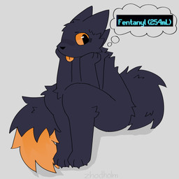 3_fingers 3_toes ambiguous_gender anthro back_tuft big_ears big_eyes big_tail black_blush black_body black_claws black_ears black_eyebrows black_eyes black_fur black_nose black_tail blep blue_text blush blush_lines cheek_tuft claws digitigrade dipstick_tail ears_back elbow_on_leg eyebrows facial_tuft feet fingers fluffy fluffy_tail fur gameplay_mechanics glistening glistening_eyes grey_background head_tuft holding_head holding_own_head humor leg_tuft looking_at_viewer markings metric_unit number orange_body orange_fur orange_sclera orange_tail_tip orange_tongue pivoted_ears pupils simple_background sitting slit_pupils snout solo tail tail_markings tail_tuft text thinking thought_bubble toes tongue tongue_out tuft zhodholm casualties:_unknown canid canine expie_(gunsawian) fox gunsawian hybrid mammal murid murine rat rodent 1:1 2026 artist_name colored digital_drawing_(artwork) digital_media_(artwork) english_text hi_res watermark