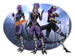 anthro clothing curvy_figure digitigrade female gun knife mask ranged_weapon solo standing tight_clothing weapon spacemaxmarine bioware divinity:_original_sin_2 divinity_(series) electronic_arts mass_effect tali'zorah alien alien_humanoid humanoid lizard lizard_(divinity) lizardman quarian reptile scalie 4:3