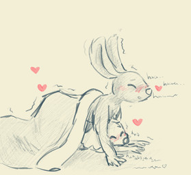 ambiguous_gender ambiguous_penetration anthro bed blush duo female furniture heart_symbol moan on_bed penetration sex shaking trembling under_covers lewmett chicory_a_colorful_tale chicory_(chicory) pizza_(chicory) canid canine canis domestic_dog hare lagomorph leporid mammal hi_res nonbinary_(lore)