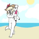 anthro beach breasts butt carrying_another clothed clothing duo female female/female fur genitals hair looking_at_viewer nude pawpads paws presenting pussy simple_background smile swimwear tail white_body white_fur young dirtkat artie_(dirtkat) leona_(dirtkat) mammal unknown_species 1:1 digital_media_(artwork) hi_res daughter_(lore) mother_(lore) mother_and_child_(lore) mother_and_daughter_(lore) parent_(lore) parent_and_child_(lore) parent_and_daughter_(lore)