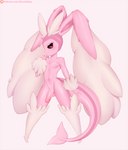 anthro balls eeveelution fan_character fusion generation_1_pokemon generation_4_pokemon genitals gomicake hi_res humanoid_genitalia humanoid_penis hybrid looking_at_viewer lopunny male nintendo penis pink_body pink_eyes pokemon pokemon_(species) pokemon_fusion pokemon_infinite_fusion simple_background solo tail text thick_tail url vaporeon vaporunny_(japeal) white_background