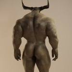 2_horns back_muscles butt horn male muscular muscular_male nude rear_view scar simple_background solo voluox bioware dragon_age electronic_arts iron_bull humanoid qunari 3d_(artwork) absurd_res digital_media_(artwork) hi_res