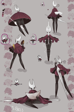 2_horns 5_fingers biped black_eyes cloak clothing color_swatch eyelashes featureless_crotch female fingers holding_map holding_melee_weapon holding_object holding_weapon horn map melee_weapon musical_note musical_symbol question_mark red_cloak red_clothing sitting solo speech_bubble symbol thread weapon ssleepyflowers hollow_knight:_silksong hollow_knight_(franchise) team_cherry hornet_(hollow_knight) arthropod humanoid 2025 absurd_res hi_res reference_image signature