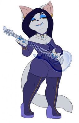 amber_eyes anthro armwear big_breasts biped black_nose blue_hair blue_lips blue_nails boots bottomwear bracelet breasts bridal_gauntlets chain cleavage clothed clothing colored_nails dress ear_piercing electric_guitar eyelashes eyeshadow female footwear front_view fur gold_(metal) gold_chain grey_body grey_fur guitar hair half-closed_eyes high_heeled_boots high_heels humanoid_hands jewelry legwear lips long_hair long_tail looking_at_viewer looking_down low-angle_view makeup markings mole_(marking) musical_instrument nails narrowed_eyes necklace open_mouth open_smile piercing platform_footwear platform_heels playing_guitar playing_music plucked_string_instrument purple_bottomwear purple_clothing purple_topwear ring shoes short_dress simple_background smile solo standing string_instrument tail thigh_boots thigh_highs tight_clothing topwear translucent white_background zipper bubble_kitten17 fender_jaguar fender_musical_instruments_corporation onella_mastrice domestic_cat felid feline felis mammal russian_blue 2017 digital_media_(artwork) full-length_portrait hi_res portrait