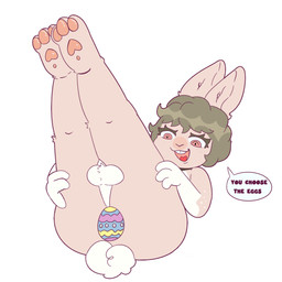 anthro backsack balls easter_egg egg eyelashes genitals holidays lying male plug_in_ass smile solo turib4 easter pepe lagomorph leporid mammal rabbit 1:1 hi_res