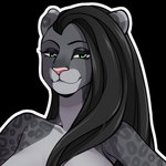 anthro black_body black_fur black_hair female fur green_eyes hair happy looking_at_viewer markings pink_nose smile smirk solo germangremlin faith_connor felid feline mammal pantherine 1:1 alpha_channel headshot_portrait portrait herm_(lore)