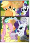2013 absurd_res applejack_(mlp) beverage blonde_hair blue_body blue_eyes border clothing comic cowboy_hat cutie_mark dialogue digital_media_(artwork) earth_pony end_page english_text equid equine feathered_wings feathers female feral fluttershy_(mlp) food friendship_is_magic fur green_eyes hair hasbro hat headgear headwear hi_res horn horse long_hair looking_back lyra_heartstrings_(mlp) mammal multicolored_hair my_little_pony mythological_creature mythological_equine mythology orange_body orange_fur outside pegasus pink_hair plant pony purple_hair pyruvate rarity_(mlp) text the_end tree two_tone_hair unicorn white_body white_border white_fur wings yellow_body yellow_feathers yellow_fur