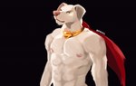 abs anthro areola black_background cape clothing floppy_ears fur looking_at_viewer male monotone_body monotone_fur muscular muscular_anthro muscular_male nipples pecs pink_areola pink_inner_ear pink_nipples pink_nose red_cape red_clothing simple_background solo whiskers white_body white_ears white_fur famir dc_comics dc_league_of_super-pets krypto_the_superdog krypto canid canine canis domestic_dog mammal 2022 half-length_portrait portrait signature