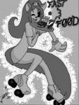 beverage burger carhop clothing dress fast_food female flat_chested fleischer_style_toon food gloves hair handwear long_hair long_tail one_eye_closed quad_skates retro roller_skates smile solo tail toony waiter axitheboyrabbid artemis_tsukino domestic_cat felid feline felis mammal 2015 greyscale monochrome