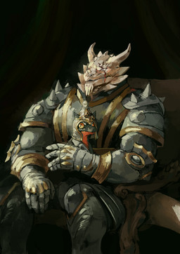 anthro armor black_body black_scales breastplate chair clothing couter cuirass duo facial_scar furgonomics furniture gauntlets gloves greaves handwear headgear helmet horn looking_forward male on_lap poleyn red_body red_scales rerebrace scales scar sitting sitting_on_lap spaulder spiked_armor spikes vambrace yellow_sclera babanasaur european_mythology mythology dragon kobold mythological_creature mythological_scalie scalie western_dragon 2021 digital_media_(artwork) hi_res