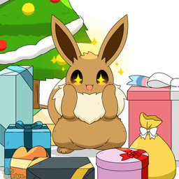 ambiguous_gender brown_body brown_fur feral fur holidays on_hind_legs quadruped solo star_eyes tan_body tan_fur tontaro christmas nintendo pokemon eevee generation_1_pokemon pokemon_(species) 1:1 2d_animation animated animated_gif short_playtime