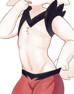 3_toes anthro bottomwear clothed clothing crotch_lines faceless_character faceless_male featureless_chest feet fur male male_anthro navel open_mouth simple_background solo tail toes topless topless_anthro topless_male waistband_pull white_background white_body white_fur white_tail arnd_dawn nintendo pokemon cinderace generation_8_pokemon pokemon_(species) absurd_res colored digital_drawing_(artwork) digital_media_(artwork) hi_res shaded