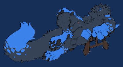animal_genitalia anthro balls chair claws furniture genitals male sheath solo spikes maxafterdark wolfen_(wolfen) canid canine canis hybrid mammal wolf absurd_res alpha_channel hi_res