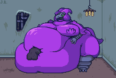 anthro anthro_penetrated balls beak belly belly_fucking belly_jiggle belly_on_ground belly_overhang belly_rolls big_belly big_breasts big_cheeks big_navel breasts ceiling_lamp chubby_cheeks deep_navel disembodied_penis duo erection fat_rolls feathers female female_focus female_penetrated genitals green_sclera half-closed_eyes huge_belly hyper hyper_belly inside jiggling lamp male male/female male_penetrating male_penetrating_female morbidly_obese morbidly_obese_anthro morbidly_obese_female narrowed_eyes natural_breasts naturally_censored navel navel_fetish navel_penetration obese obese_anthro obese_female open_beak open_mouth overweight overweight_anthro overweight_female penetration penis penis_in_navel purple_body purple_feathers screen_shake sex standing standing_sex tail thick_thighs thigh_jiggle thrusting jellybru bre_mageus alien avian bird 2024 animated digital_media_(artwork) loop pixel_(artwork) pixel_animation signature
