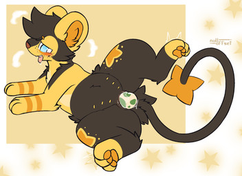 black_body black_fur blush blush_lines bodily_fluids curling_toes egg feet female feral fur genital_fluids genitals looking_pleasured multi_nipple nipples open_mouth oviposition solo spread_legs spreading tongue tongue_out vaginal_fluids vulva yellow_body yellow_fur nulloffset nintendo pokemon felid feline generation_4_pokemon luxio mammal pokemon_(species) shiny_pokemon hi_res trans_(lore) trans_man_(lore)