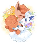 ambiguous_gender blush brown_body brown_fur daww duo eyes_closed feral flower fur heart_symbol hug leg_markings markings one_eye_closed plant quadruped simple_background socks_(marking) star white_background white_body white_fur kuo0 nintendo pokemon alolan_form alolan_vulpix generation_1_pokemon generation_7_pokemon pokemon_(species) regional_form_(pokemon) vulpix 2021 digital_drawing_(artwork) digital_media_(artwork)