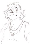 anthro blep clothing jewelry male necklace shirt slightly_chubby smile solo tank_top tongue tongue_out topwear heylaw21 lifewonders live_a_hero hisaki_(live_a_hero) canid canine canis domestic_dog mammal half-length_portrait portrait sketch