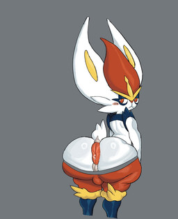 anal_fluids anthro anus ball_bulge big_anus big_butt big_ears bodily_fluids butt cheek_tuft facial_tuft grey_background half-closed_eyes long_ears looking_back male mouth_closed narrowed_eyes orange_eyes orange_nose perineum rear_view simple_background small_tail solo standing tail thick_thighs tuft evilfatnigga4 nintendo pokemon cinderace generation_8_pokemon pokemon_(species) 2026 digital_drawing_(artwork) digital_media_(artwork) hi_res