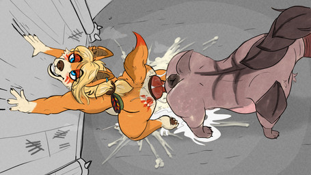 after_sex anal anal_fluids anal_knotting anal_penetration anal_stretching anal_tugging anthro anthro_on_feral anus bestiality blonde_hair blue_eyes bodily_fluids bodypaint cum cum_from_ass cum_in_ass cum_inside cum_on_ground cum_pool cum_pooling duo excessive_cum excessive_genital_fluids female female_on_feral female_penetrated feral genital_fluids hair kneeling knotting leaking_cum looking_pleasured male male/female male_penetrating male_penetrating_female penetration penile penile_penetration penis_in_ass pull_out sex tail tally_marks teeth y_anus young young_penetrated anonymous_artist skye_(taticub) canid canine canis dingo mammal tagme