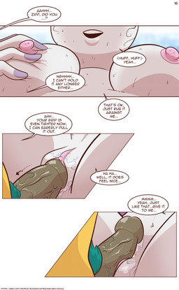 anthro areola bodily_fluids breasts colored_nails dialogue duo erection female female_penetrated genitals male male/female male_penetrating nails nipples penetration penis sex speech_bubble sweat text vein veiny_penis vulva white_body yellow_body saturdaymorningproj hasbro mlp_g5 my_little_pony hitch_trailblazer_(mlp) zipp_storm_(mlp) mammal absurd_res comic english_text hi_res