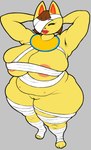 anthro areola areola_slip belly breast_squish breasts eyes_closed female genitals hands_behind_head lips mature_female multi_nipple mummy_wrappings nipples pussy red_lips simple_background solo squish wrapped_up slimey_art animal_crossing nintendo kaitlin_(animal_crossing) 2024 colored digital_media_(artwork) flat_colors