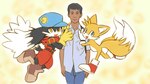 2_tails anthro clothed_human clothed_male clothing footwear group male male_human multi_tail shoes simple_background tail trio yellow_background young young_anthro young_male riiikuta 2channel bandai_namco klonoa_(series) sega sonic_the_hedgehog_(series) bossan klonoa miles_prower canid canine felid fox human mammal