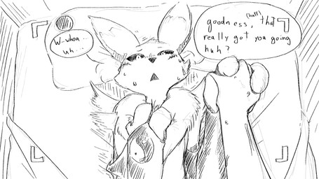 3_fingers ambiguous/ambiguous ambiguous_gender anthro armwear bed black_sclera blush bodily_fluids bridal_gauntlets camera_view clothing dialogue dipstick_ears dipstick_tail duo ear_markings faceless_character fingers furniture hand_holding markings mostly_nude multicolored_ears on_bed pillow recording sex solo_focus sweat sweatdrop tail tail_markings text dragonweirdo bandai_namco digimon canid digimon_(species) mammal renamon 16:9 english_text greyscale hi_res monochrome widescreen