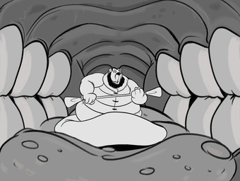 ambiguous_gender anthro duo male male/ambiguous open_mouth oral_vore tongue tongue_love tongue_play tongue_worship vore benndy aker_(rouenalmer) rouen_(blazingfrostwolf) bear dinosaur mammal prehistoric_species reptile saurischian sauropod sauropodomorph scalie 2d_animation animated frame_by_frame greyscale monochrome