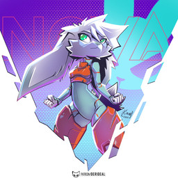 anthro armor bodysuit breastplate breasts cheek_tuft clothed clothing cuisse facial_tuft female fist fully_clothed fur futuristic_armor green_eyes grey_bodysuit grey_clothing grey_skinsuit hair long_ears red_armor short_hair skinsuit small_breasts solo standing tail thick_thighs tight_clothing tuft white_body white_fur white_hair kiaun derideal nova_(xen) lagomorph leporid mammal rabbit 1:1 colored digital_media_(artwork) hi_res portrait shaded three-quarter_portrait