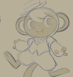 anthro clothing hat headgear headwear male shirt simple_background smile solo topwear dandi animal_crossing nintendo niko_(animal_crossing) grey_langur haplorhine langur mammal monkey old_world_monkey primate monochrome sketch