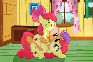 accessory amber_eyes apple bow_(feature) bow_accessory bow_ribbon centered_hair_bow curtains cutie_mark day duo eyes_closed female feral food fruit fur hair hair_accessory hair_bow hair_ribbon hug inside lying male on_back orange_body orange_fur plant purple_eyes purple_hair red_hair ribbons sky smile sun tree window yellow_body yellow_fur young young_female young_feral young_male shutterflyeqd friendship_is_magic hasbro my_little_pony apple_bloom_(mlp) tender_taps_(mlp) earth_pony equid equine horse mammal pony 2016 hi_res