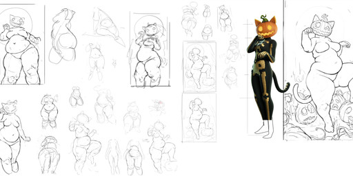 anthro barefoot belly breasts clothed clothing featureless_breasts featureless_crotch feet female food foot_on_object for_a_head front_view fruit low-angle_view navel overweight overweight_anthro overweight_female plant pumpkin pumpkin_head raised_leg simple_background skimpy slightly_chubby slightly_chubby_anthro slightly_chubby_female solo standing tail white_background cettus epic_games fortnite spice_(fortnite) felid feline mammal object_head 2025 absurd_res hi_res sketch sketch_page