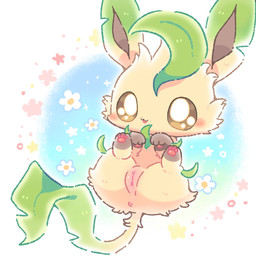 anus big_eyes blush body_blush brown_eyes brown_inner_ear chibi ears_up feet female feral flower fur genitals humanoid_genitalia humanoid_genitalia_on_feral humanoid_vulva humanoid_vulva_on_feral leaf leaf_tail neck_tuft notched_ear open_mouth paw_pose pawpads paws plant pose red_pawpads small_mouth solo sparkles star tail tan_body tan_fur thick_thighs tuft vulva vulva_blush wide_hips waruwaru0205 nintendo pokemon canid eeveelution generation_4_pokemon leafeon mammal pokemon_(species) 1:1 2026 colored digital_drawing_(artwork) digital_media_(artwork) hi_res