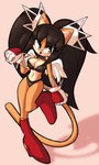 anthro bangs big_breasts black_hair bra breasts cleavage clothed clothing female fur gloves hair handwear long_hair panties skimpy solo tongue tongue_out twintails_(hairstyle) underwear yellow_body yellow_fur nanobutts sega sonic_the_fighters sonic_the_hedgehog_(series) honey_the_cat absurd_res hi_res