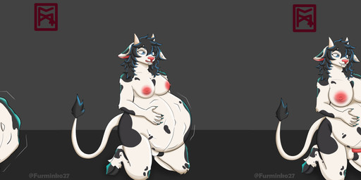 ambiguous_gender anthro belly big_belly huge_belly hyper hyper_belly pregnant rumbling_stomach solo furminko27 bovid bovine cattle mammal absurd_res hi_res